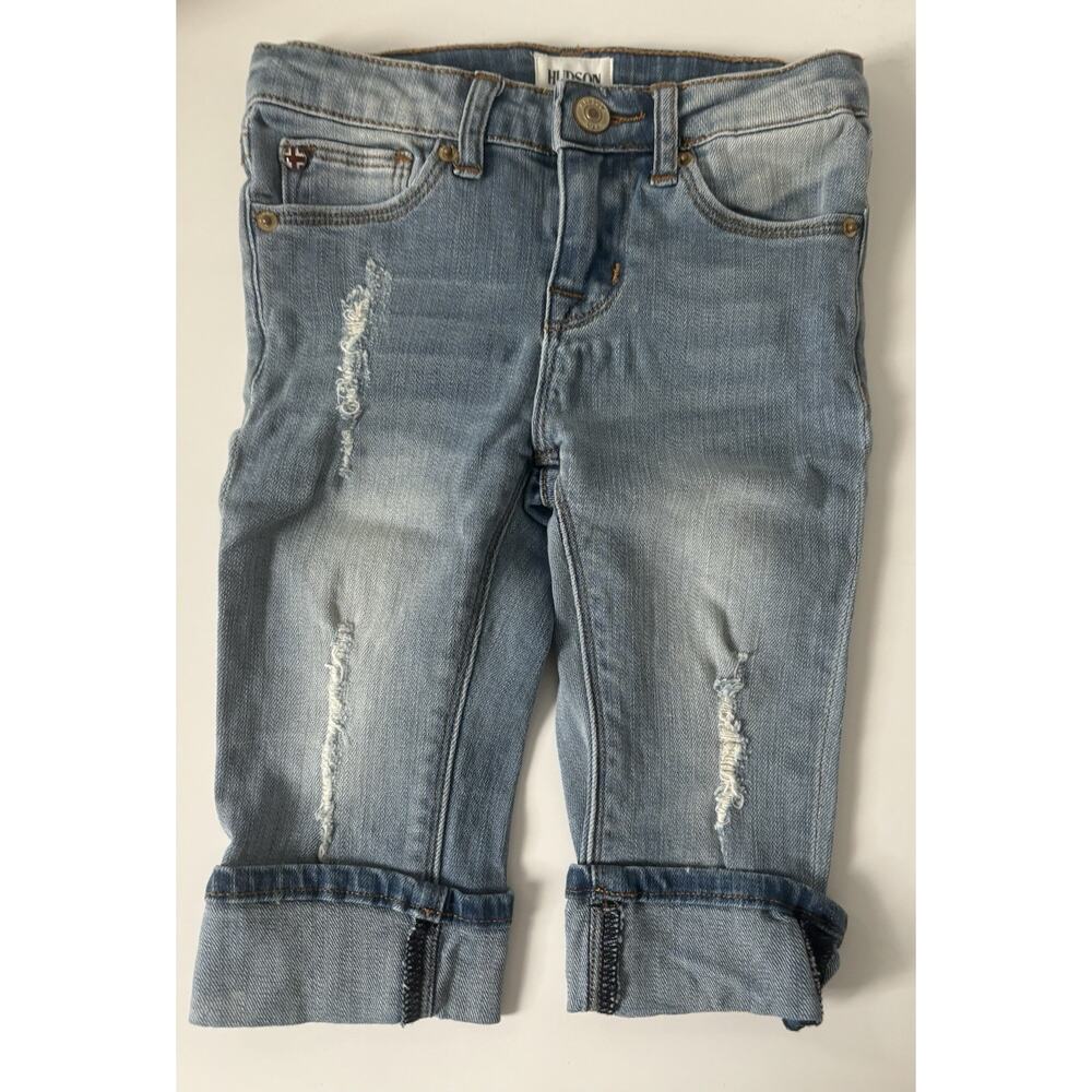 HUDSON Toddler Girls Cuff Pocket Jeans Size 2T Light Wash Distressed